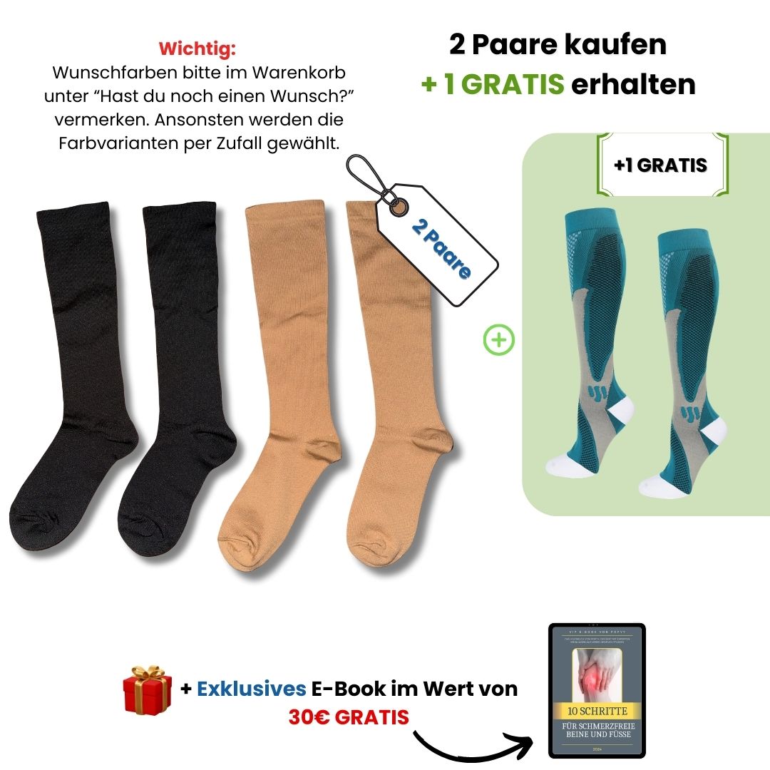 popyy Kompressionsstrümpfe für schwere, schmerzende Beine