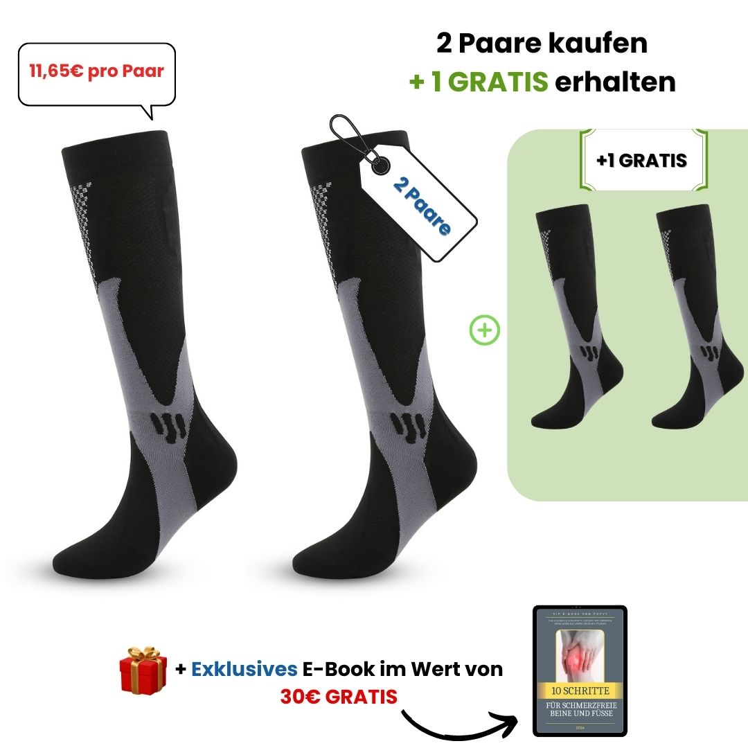 popyy Kompressionsstrümpfe für schwere, schmerzende Beine