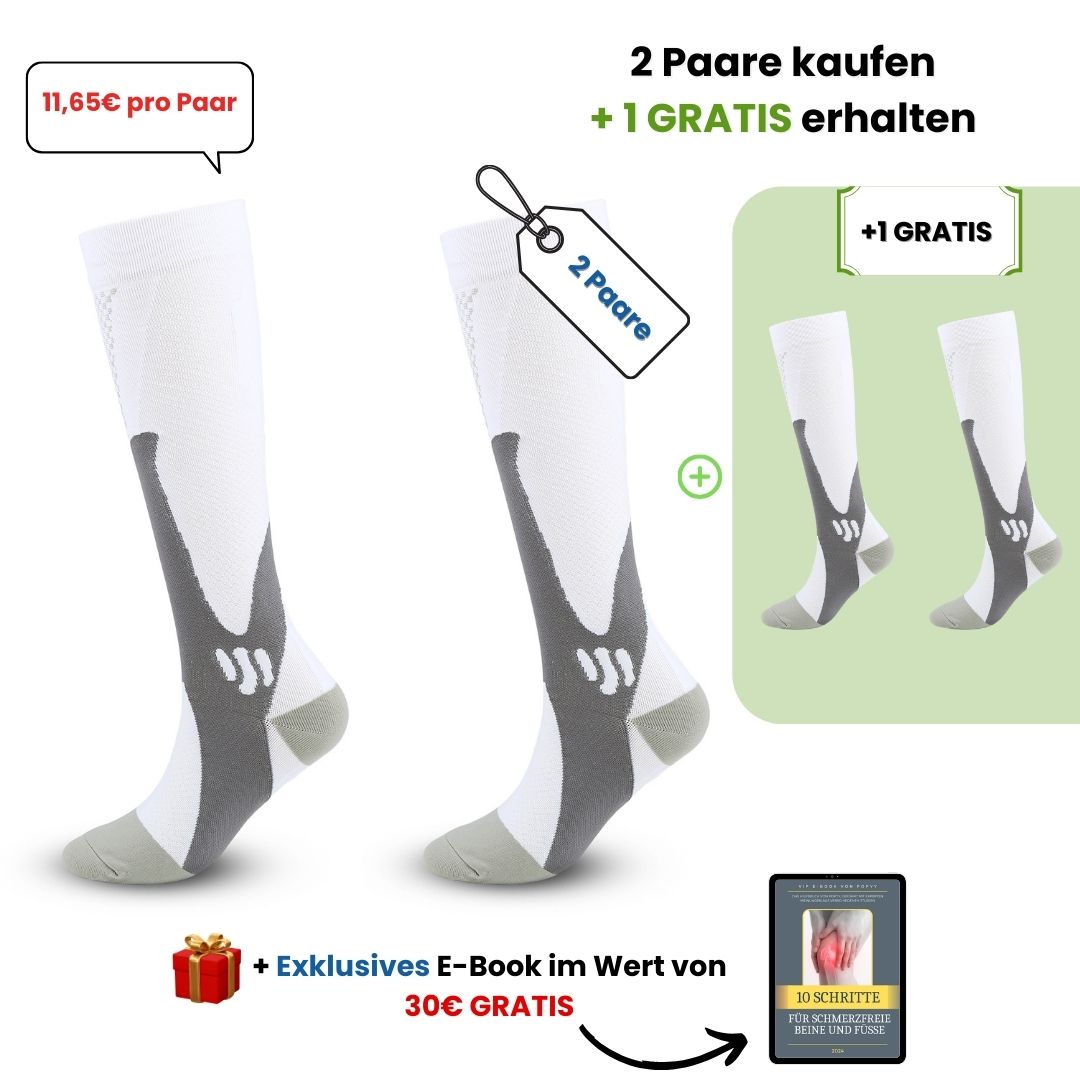 popyy Kompressionsstrümpfe für schwere, schmerzende Beine