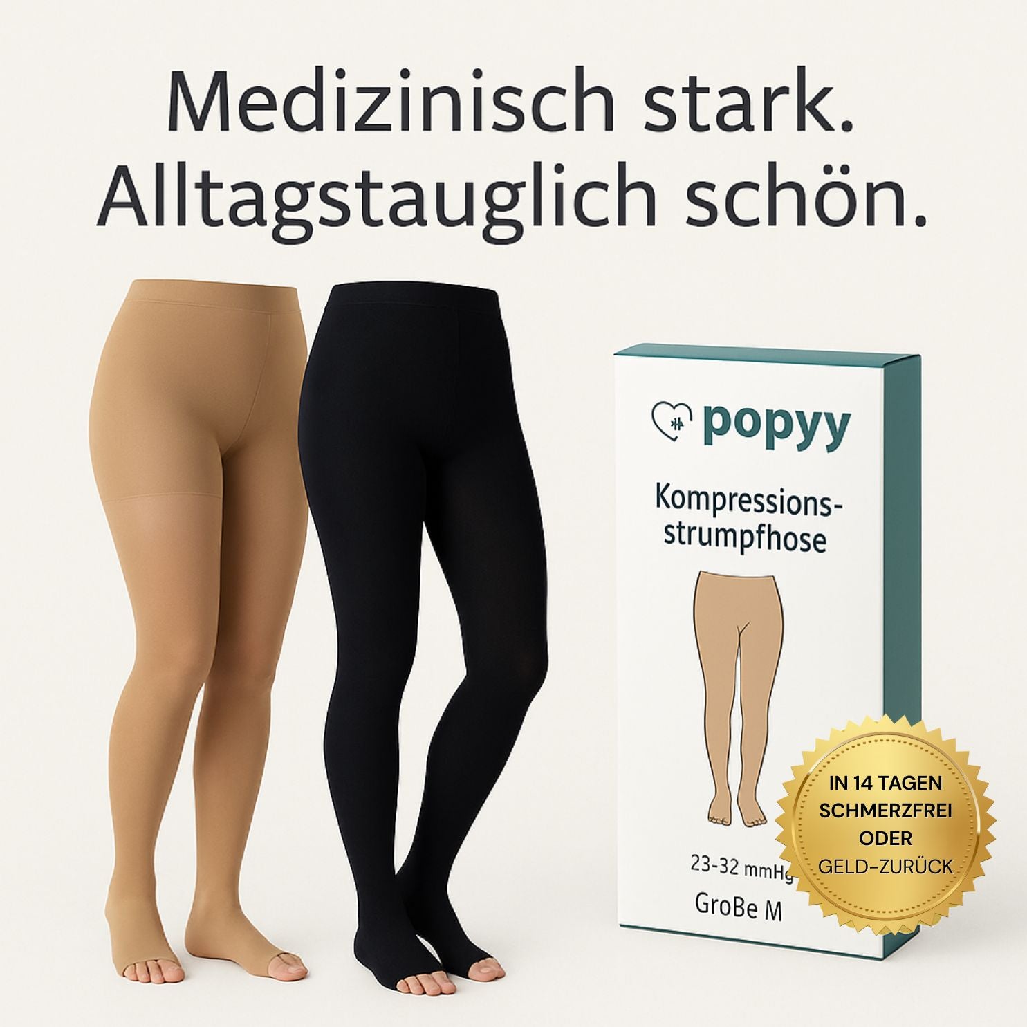 popyy® Kompressionsstrumpfhose mit offenen Zehen