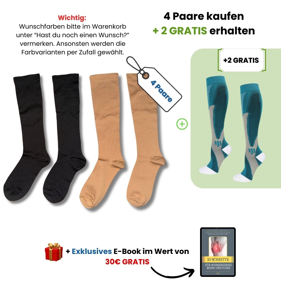 popyy Kompressionsstrümpfe für schwere, schmerzende Beine