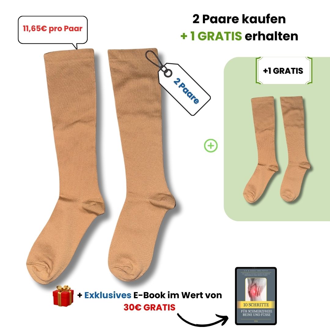 popyy Kompressionsstrümpfe für schwere, schmerzende Beine