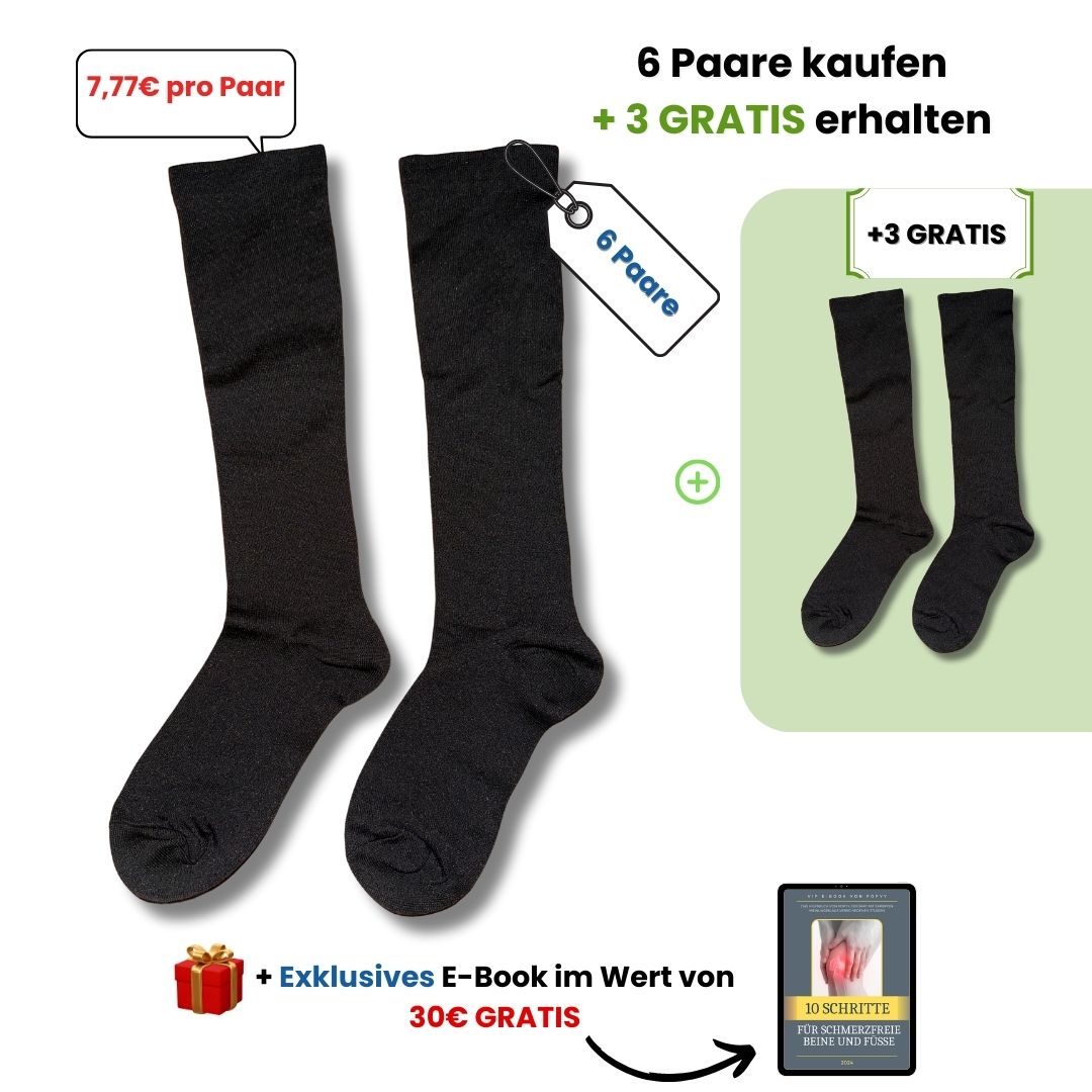popyy Kompressionsstrümpfe für schwere, schmerzende Beine