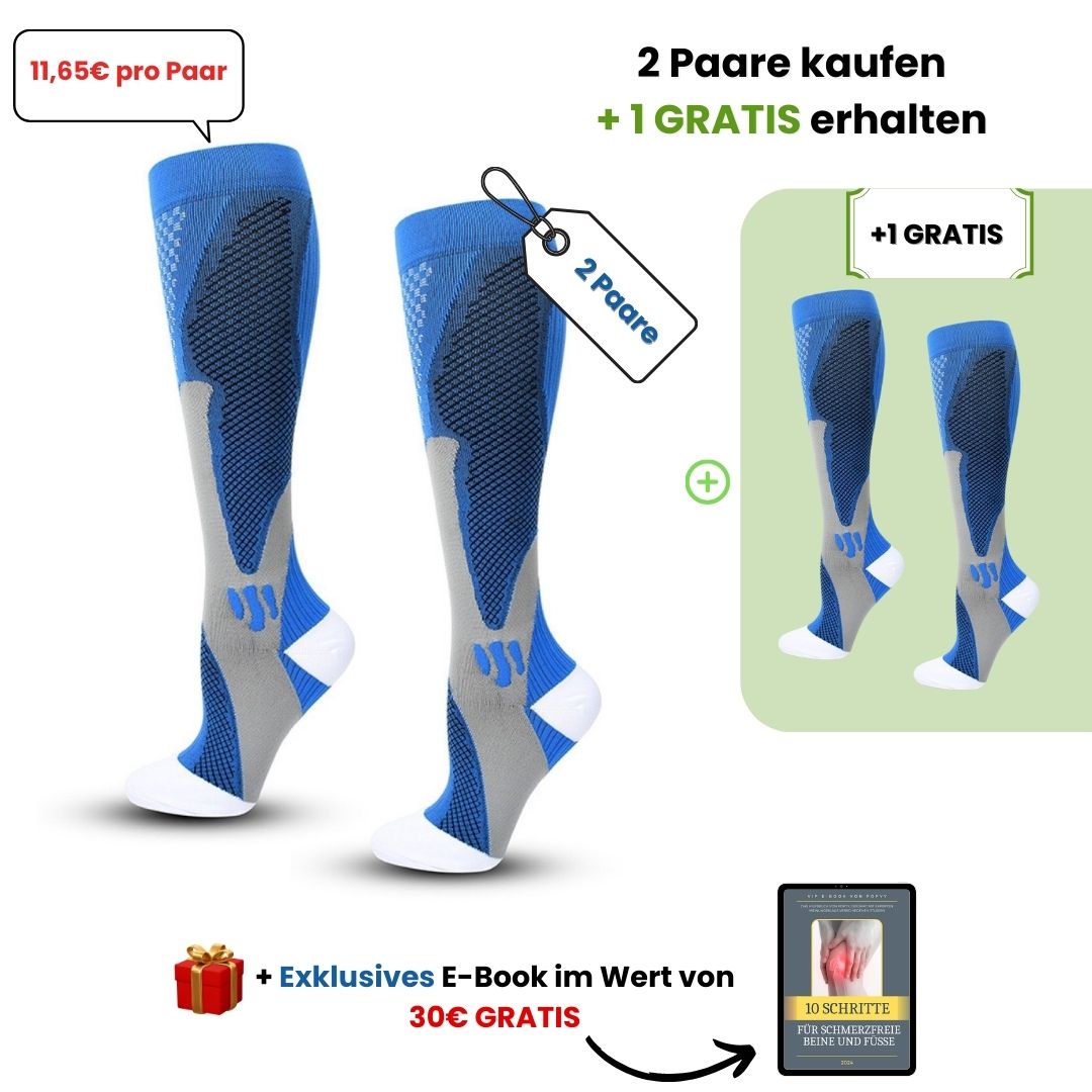 popyy Kompressionsstrümpfe für schwere, schmerzende Beine