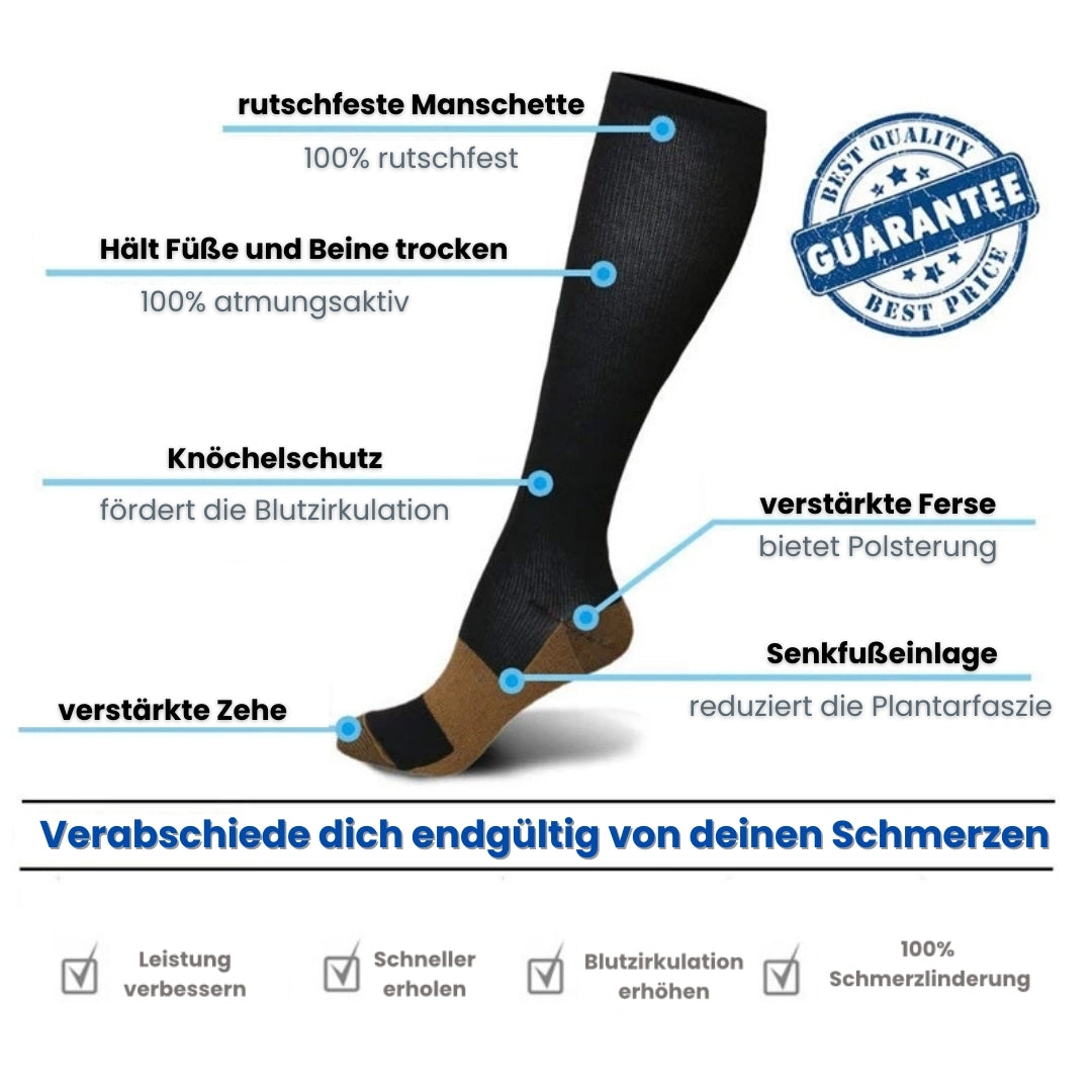 Kompressionsstrümpfe für schmerzfreie Beine und Füße, Night Spark