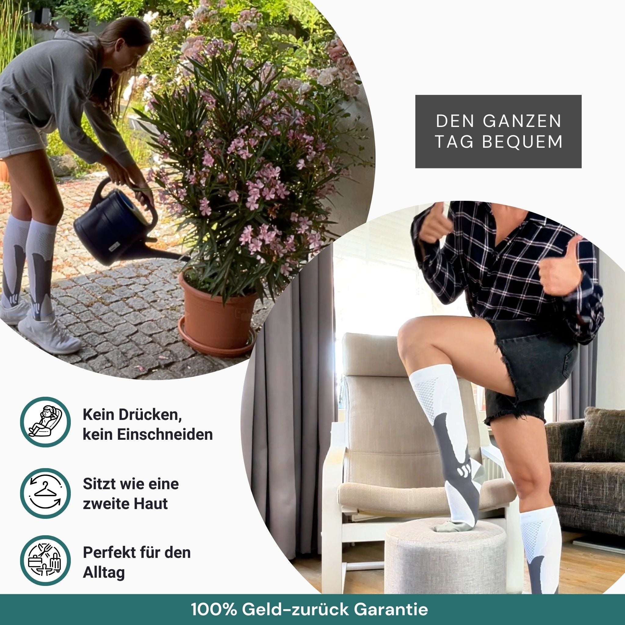 Kompressionsstrümpfe für schmerzfreie Beine und Füße, Grün