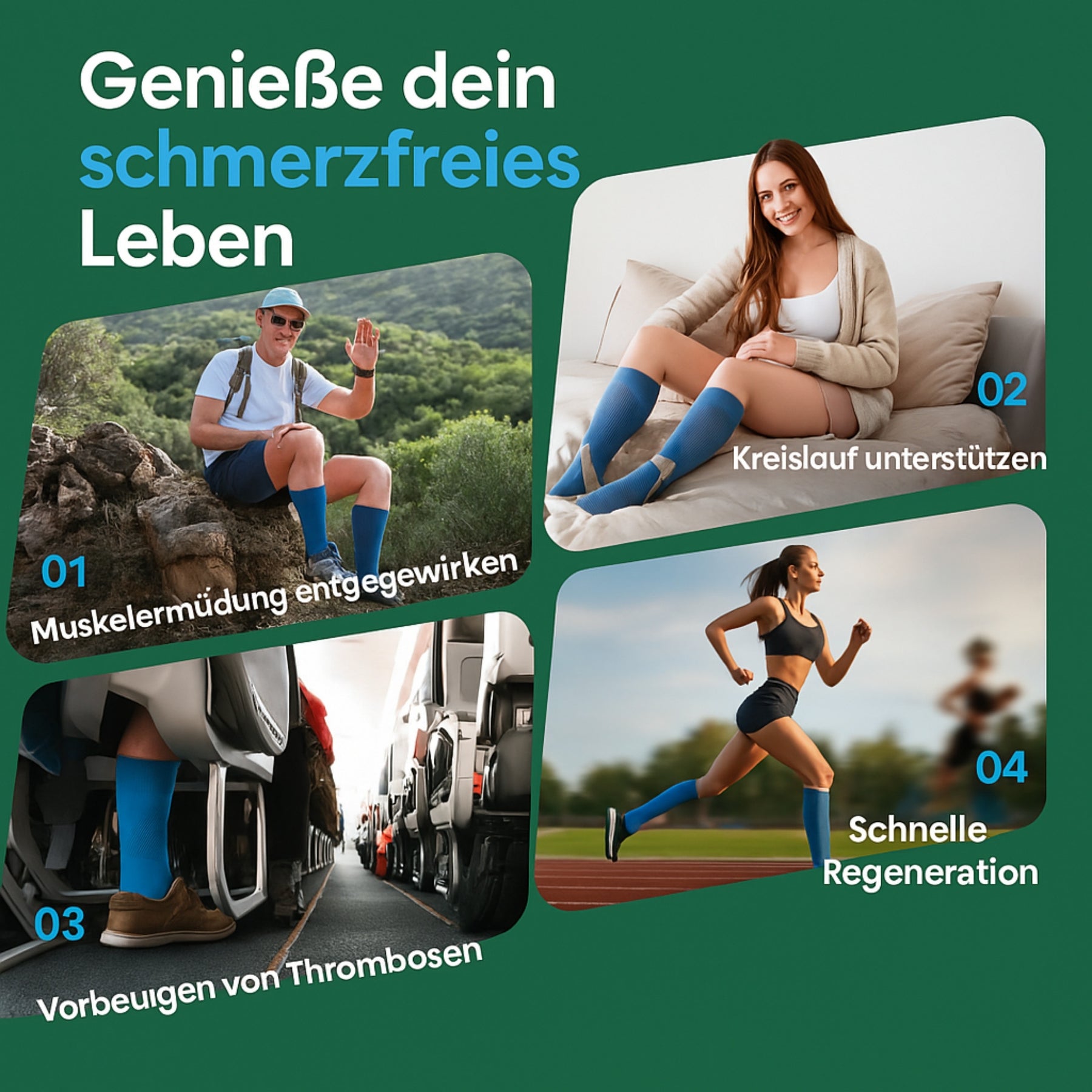 popyy Kompressionsstrümpfe für schwere, schmerzende Beine