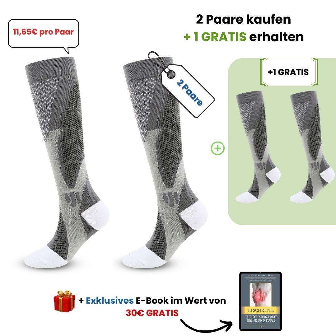 popyy Kompressionsstrümpfe für schwere, schmerzende Beine