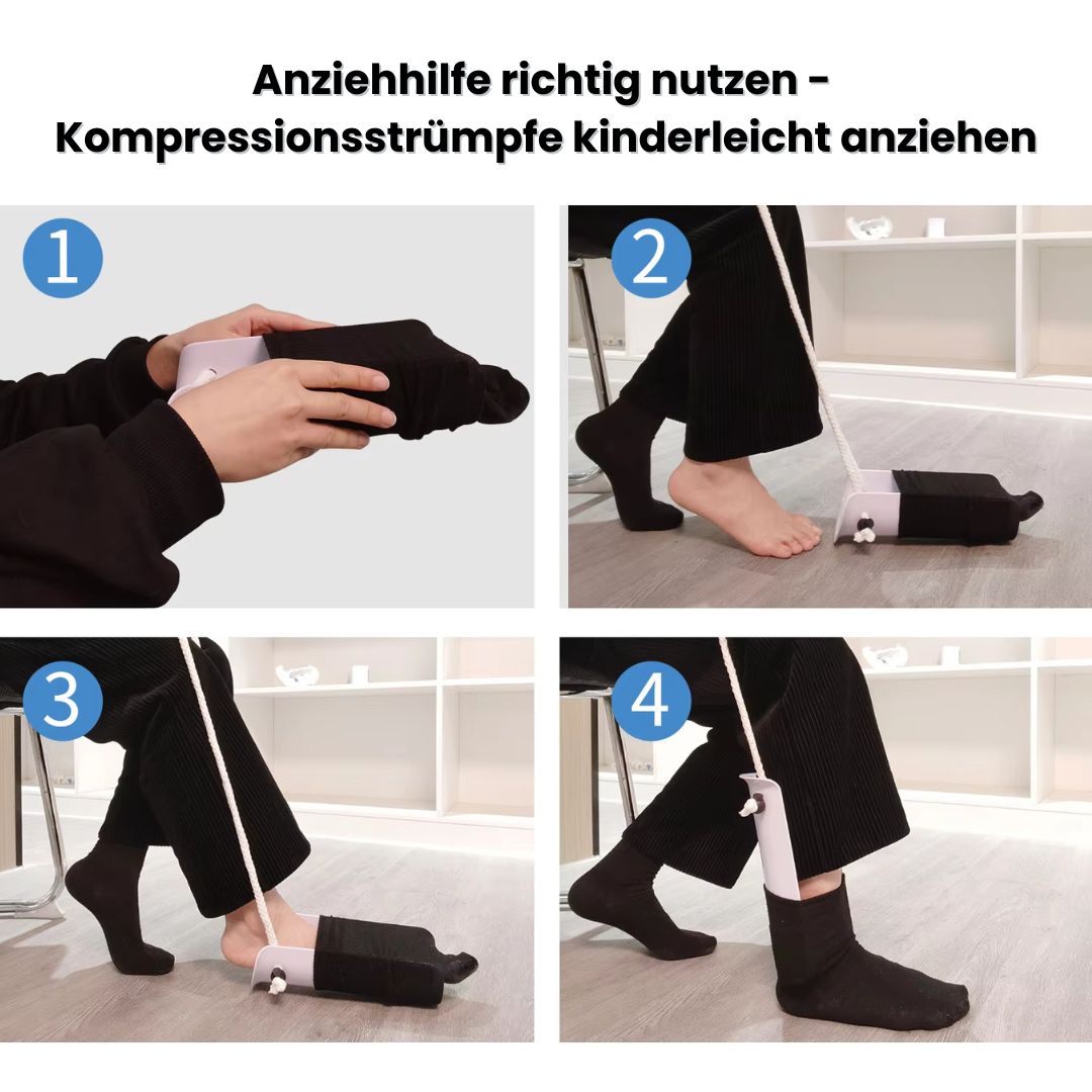 Kinderleichte Anziehhilfe für Kompressionsstrümpfe
