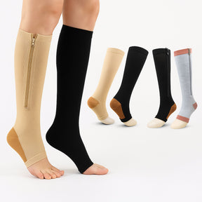 popyy® Kompressionsstrümpfe mit Reißverschluss und offene Zehen