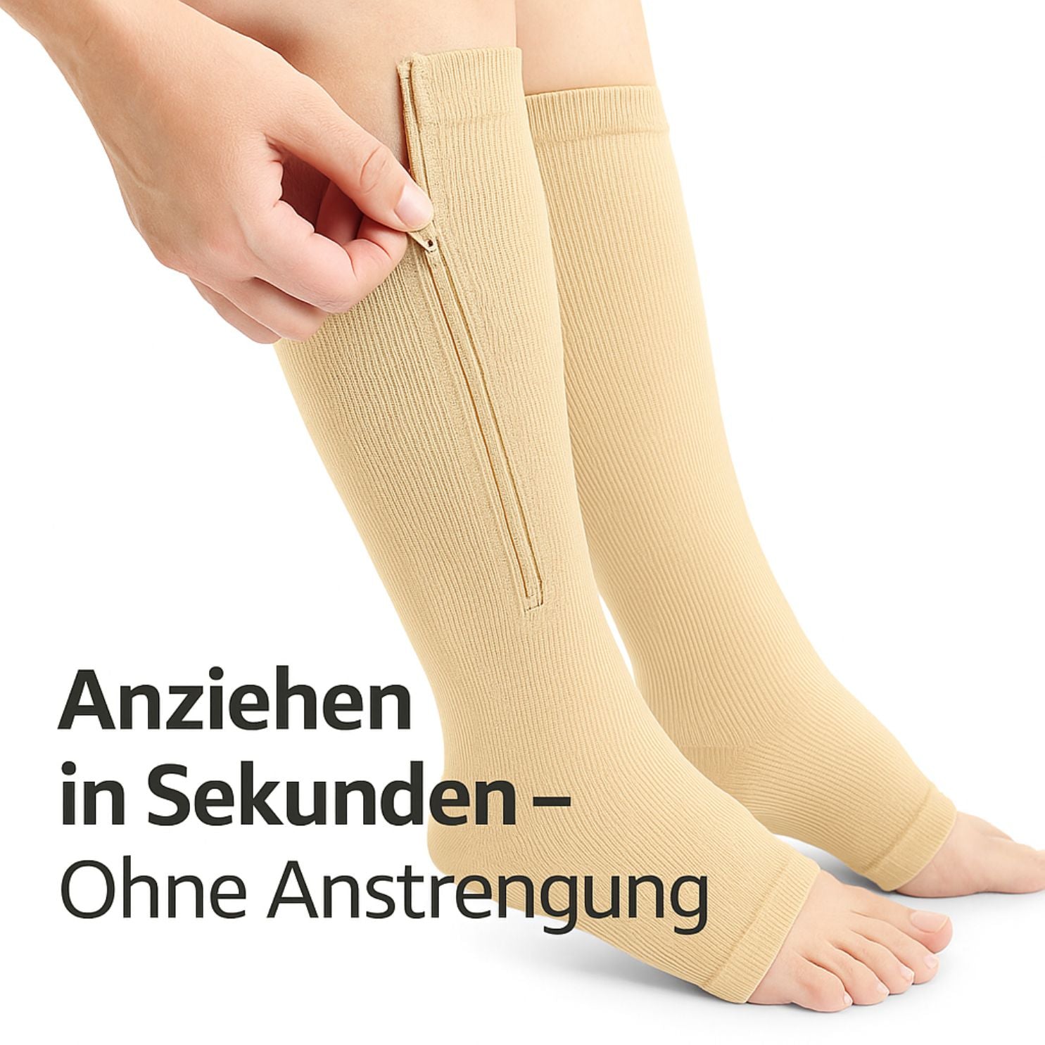 popyy® Kompressionsstrümpfe mit Reißverschluss und offene Zehen