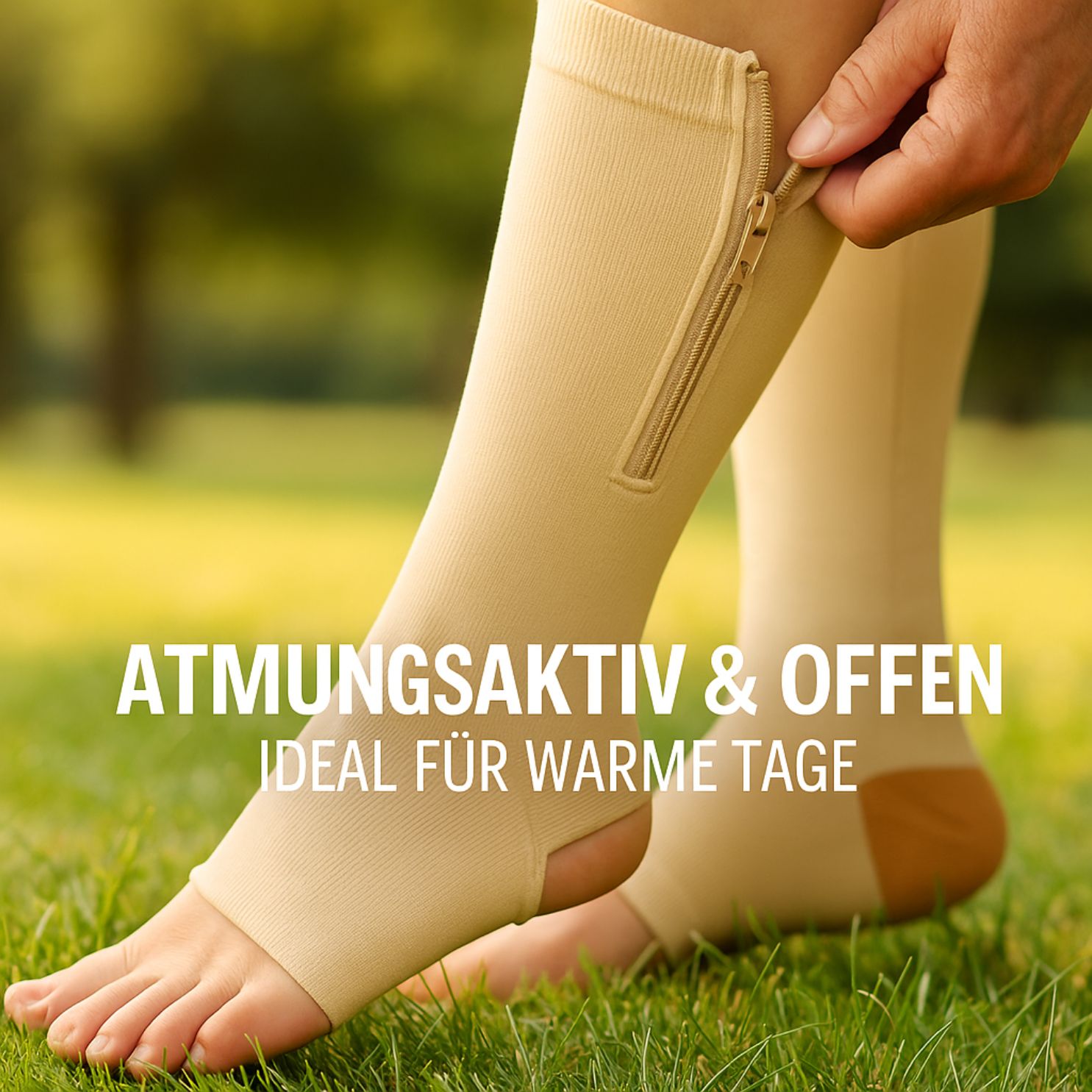 popyy® Kompressionsstrümpfe mit Reißverschluss und offene Zehen