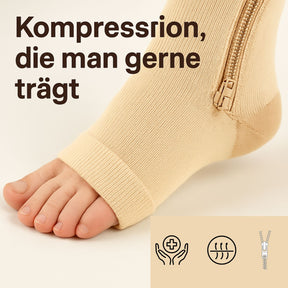 popyy® Kompressionsstrümpfe mit Reißverschluss und offene Zehen