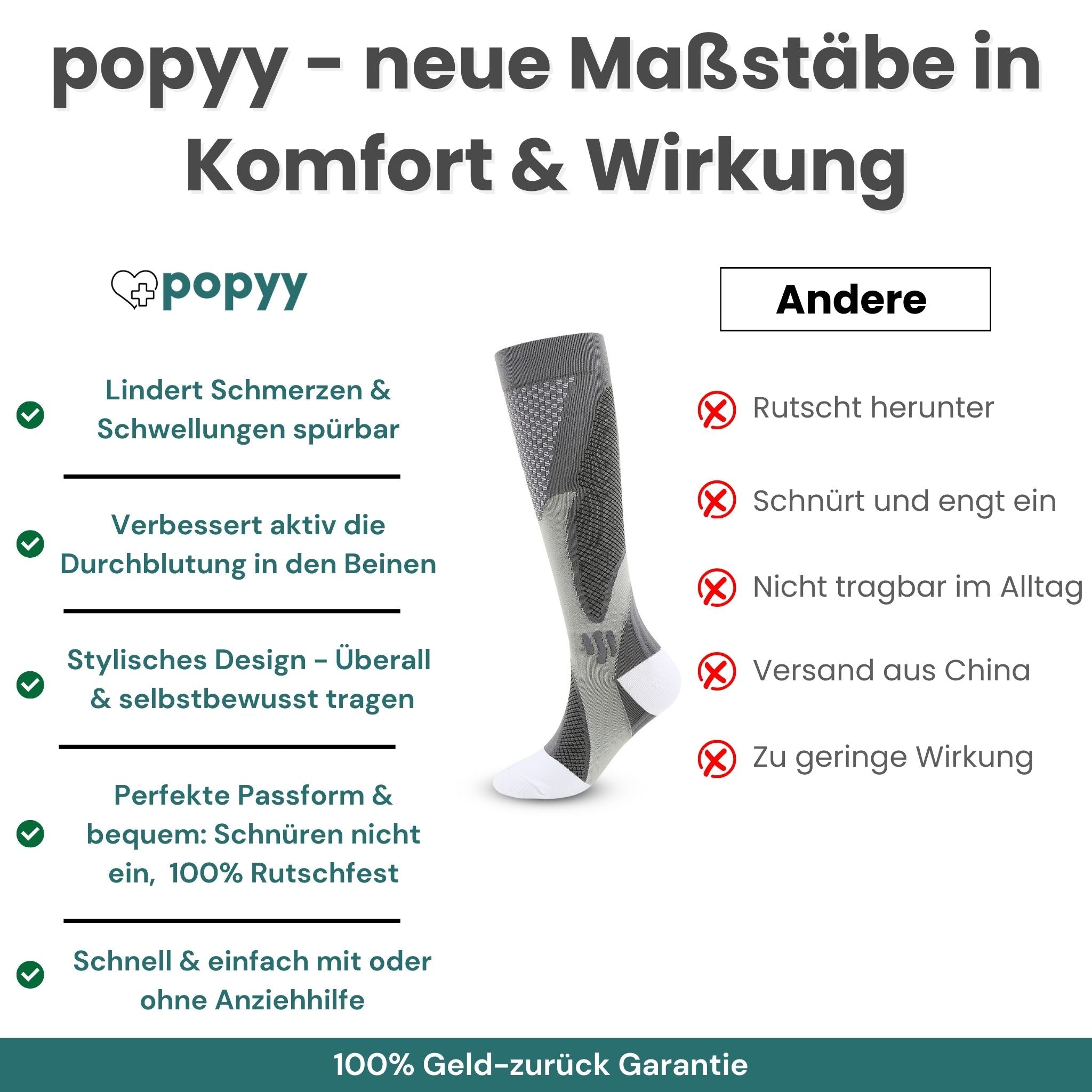 Kompressionsstrümpfe für schmerzfreie Beine und Füße, Grün